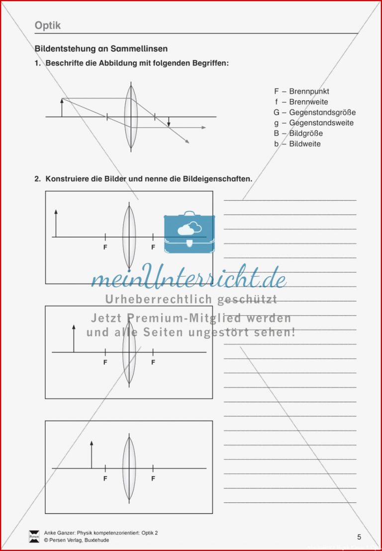 Optik Aufgaben zu Linsen Anwendungsmöglichkeiten