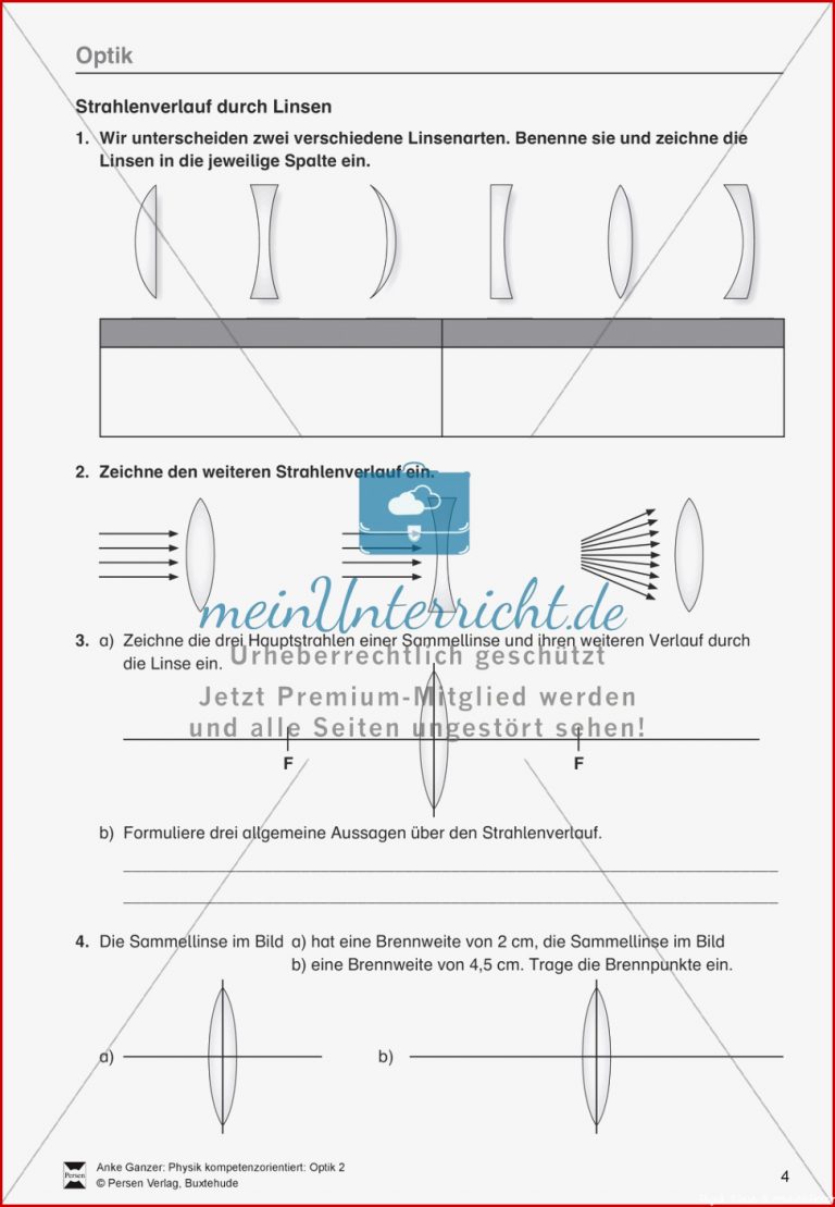 Optik Aufgaben Zu Linsen Anwendungsmöglichkeiten