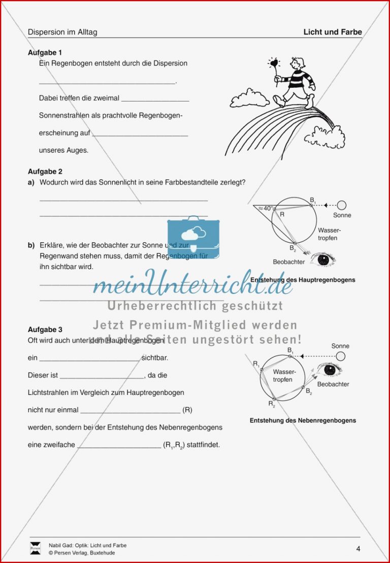 Optik Dispersion Lichtbrechung Farbaddition und