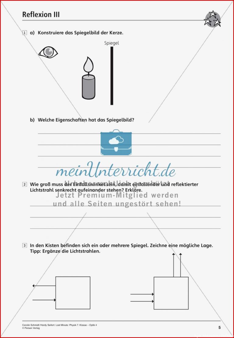 Optik Reflexion Meinunterricht