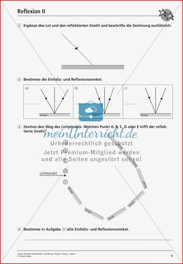 Optik Reflexion meinUnterricht