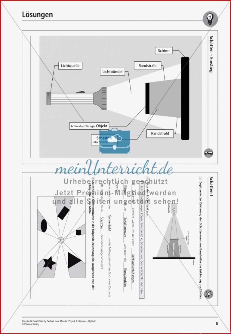 Optik Schatten Meinunterricht