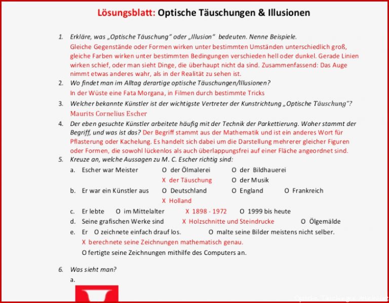 Optische Täuschungen Unterrichtsmaterial