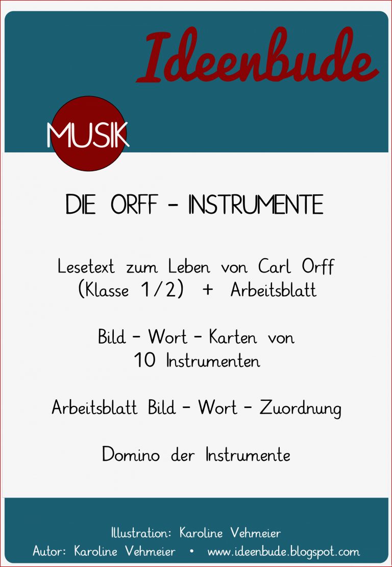 Orff Instrumente Arbeitsblatt Felipa Allen Grundschule