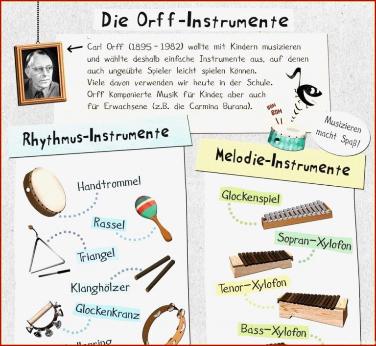 Orff Instrumente Arbeitsblatt orff instrumente