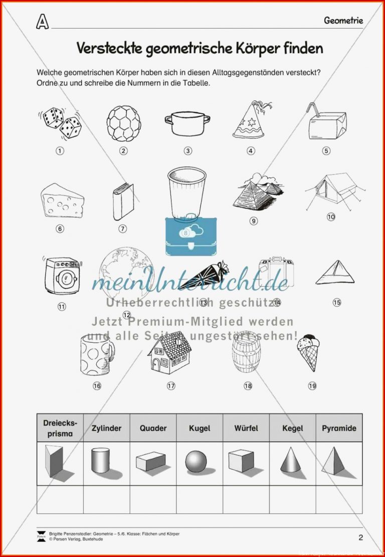 Original Geometrische Körper Grundschule Arbeitsblätter