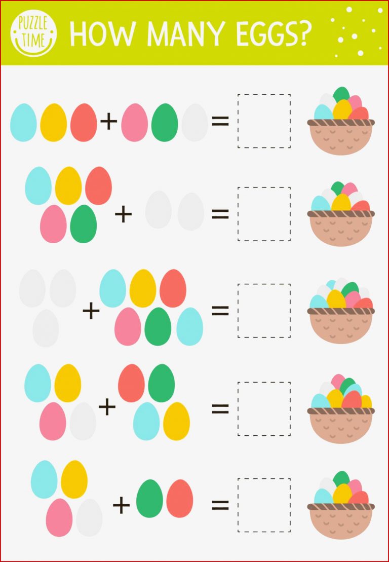 Osterzählspiel mit farbigen Eiern und Korb