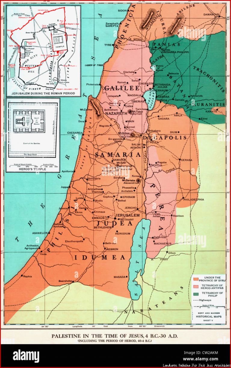 Palästina Zur Zeit Jesu Arbeitsblatt Karte Von Pal Stina
