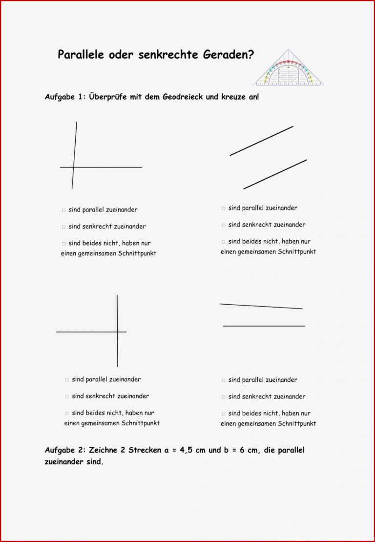 Parallele Und Senkrechte Geraden Arbeitsblätter Kostenlos