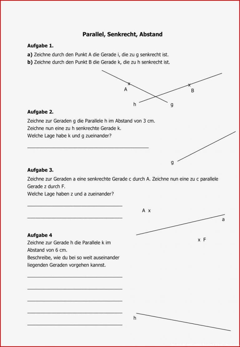 Parallele Und Senkrechte Geraden Arbeitsblätter Mit