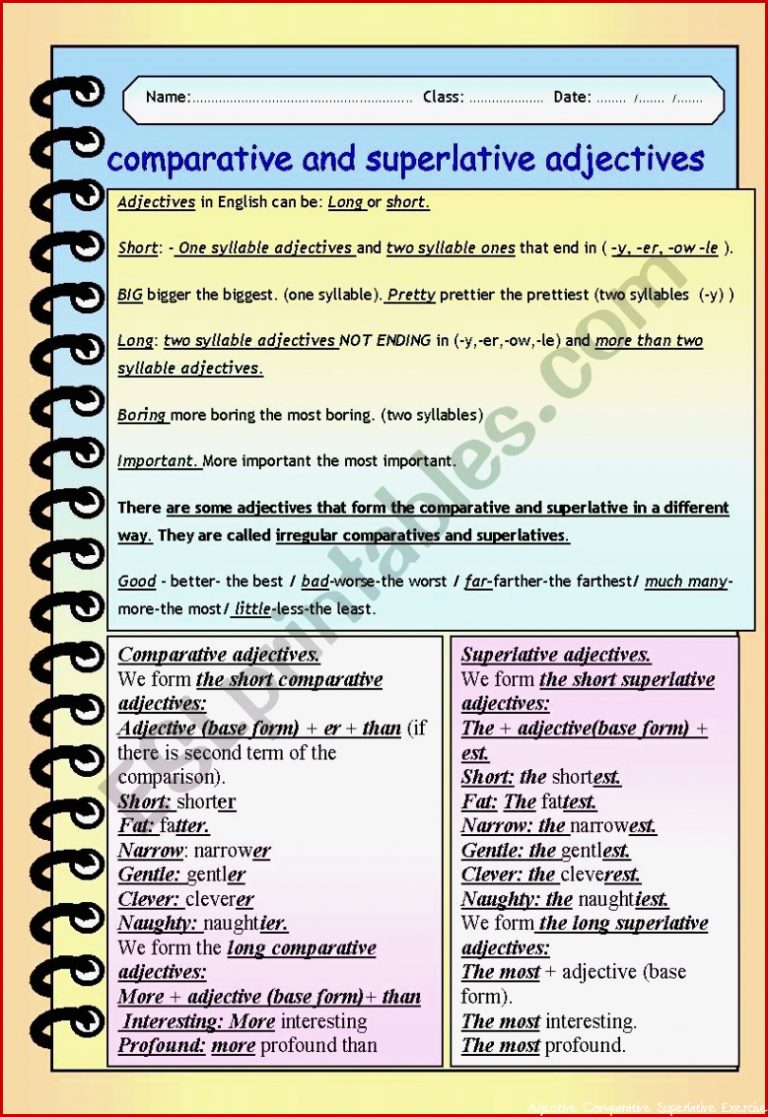 Parative and Superlative Adjectives theory and