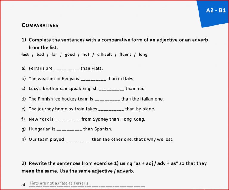 Paratives Adjectives Adverbs “as … as” Structure