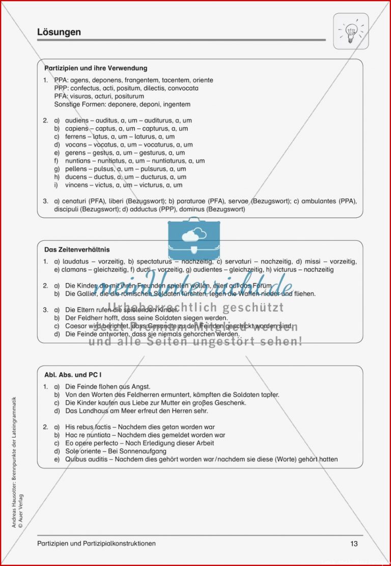 Partizipien Und Partizipialkonstruktionen Meinunterricht