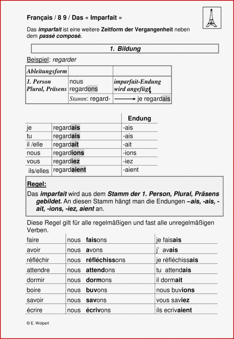 Passé posé Arbeitsblätter Französisch Klasse 7 Pdf