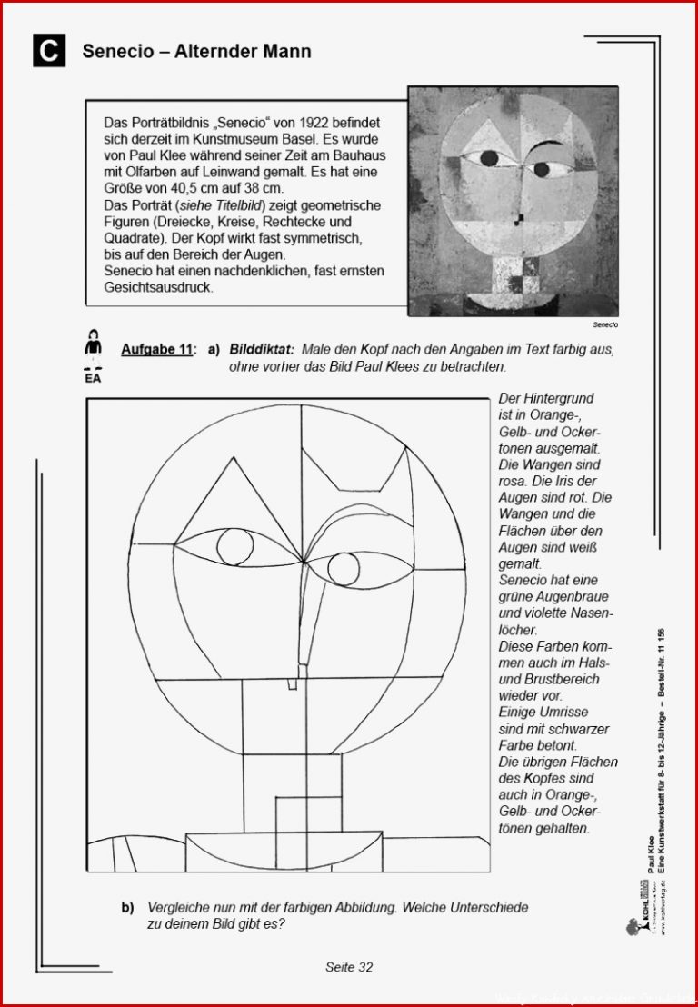 Paul Klee Arbeitsbl舩ter Grundschule Stephen Scheidt Schule