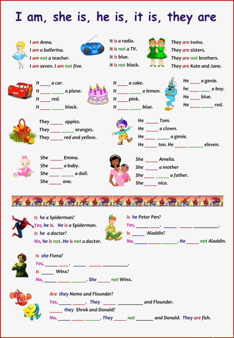 Personal Pronouns and to Be Interactive Worksheet