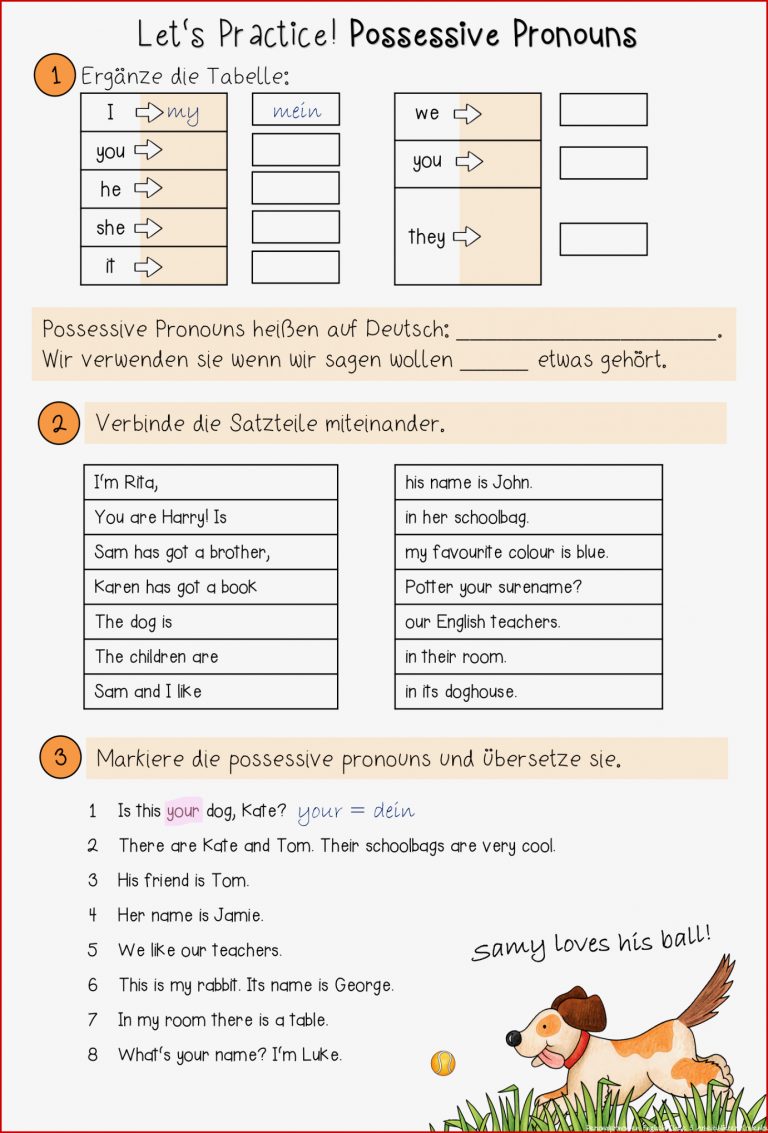 Personalpronomen Englisch Klasse 5 Arbeitsblätter