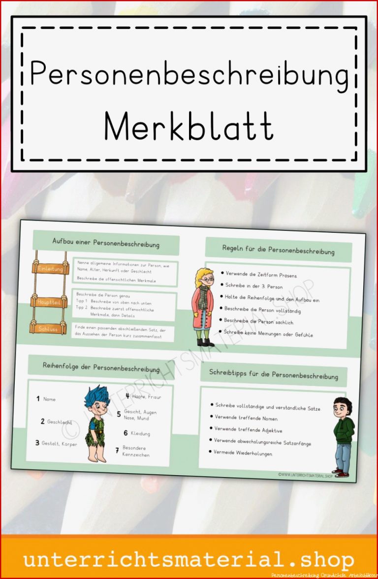 Personenbeschreibung Merkblatt