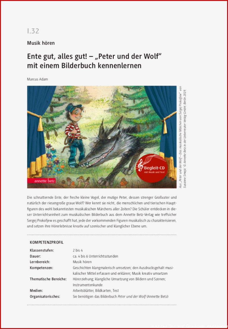 "peter Und Der Wolf" Mit Einem Bilderbuch Kennenlernen