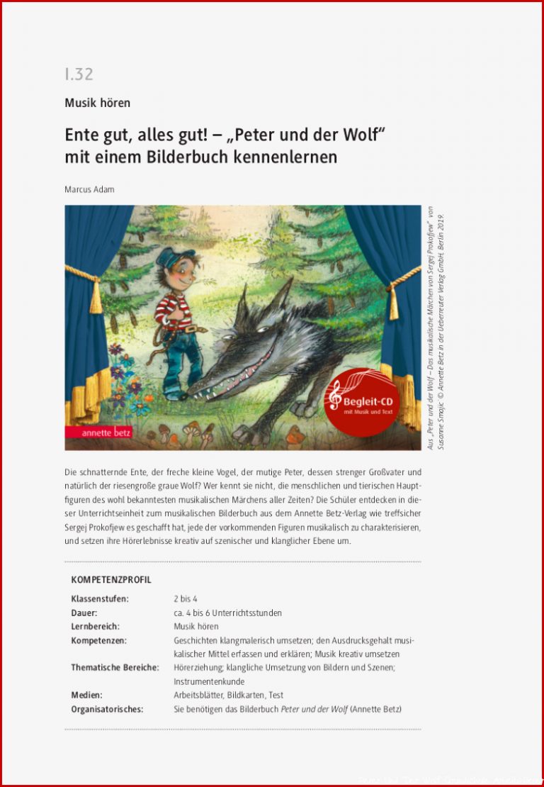 peter und der wolf mit einem bilderbuch kennenlernen