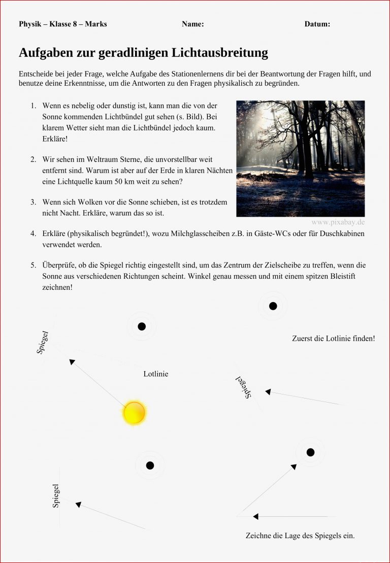 Physik Arbeitsblätter Klasse 6 Dorothy Meyer Grundschule