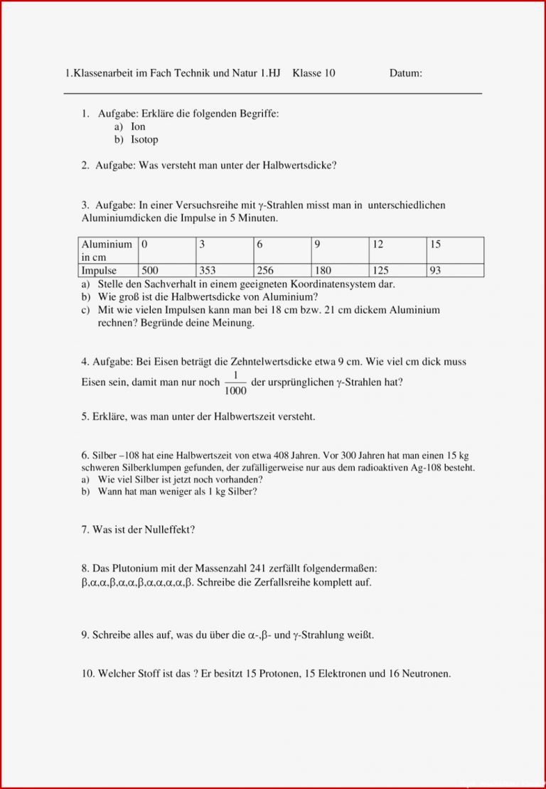 Physik Arbeitsblätter Klasse 9 Mark Clifford Schule