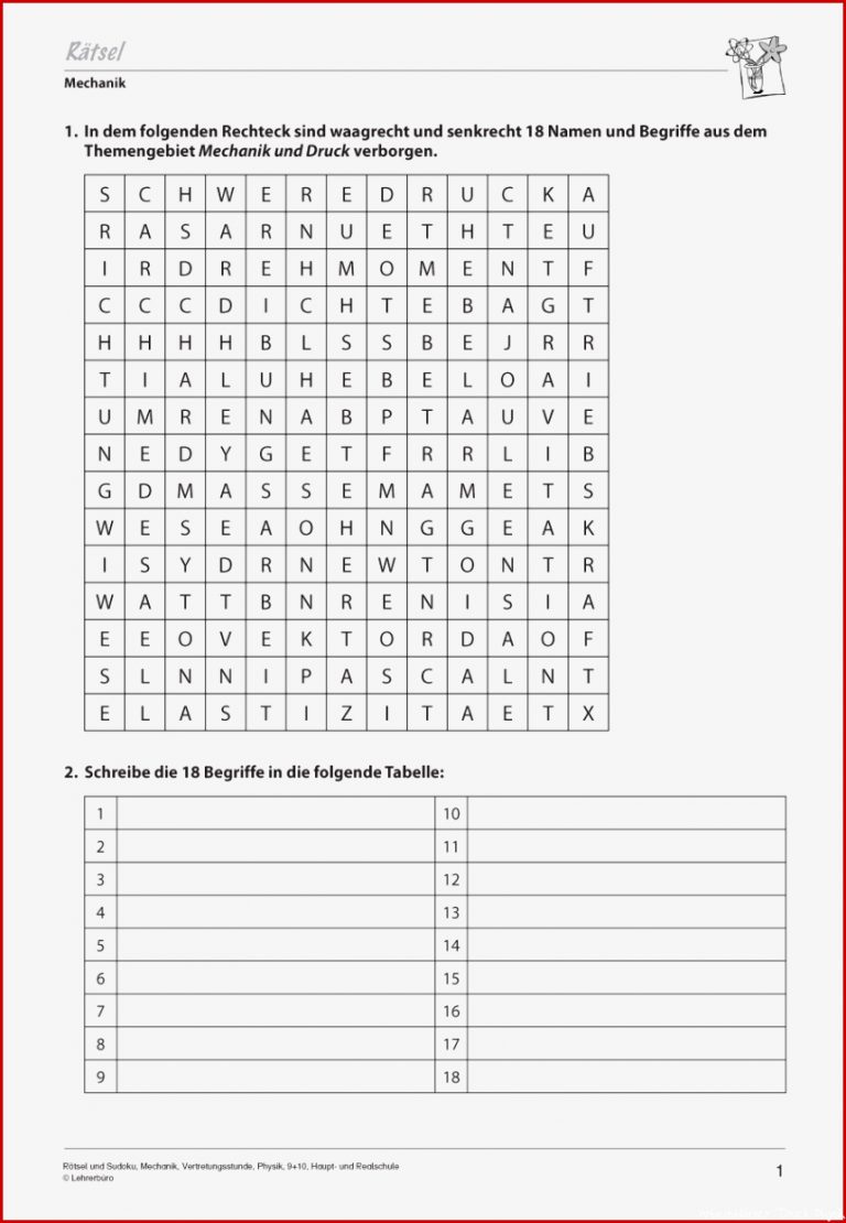 Physik · Arbeitsblätter · Sekundarstufe I · Lehrerbüro