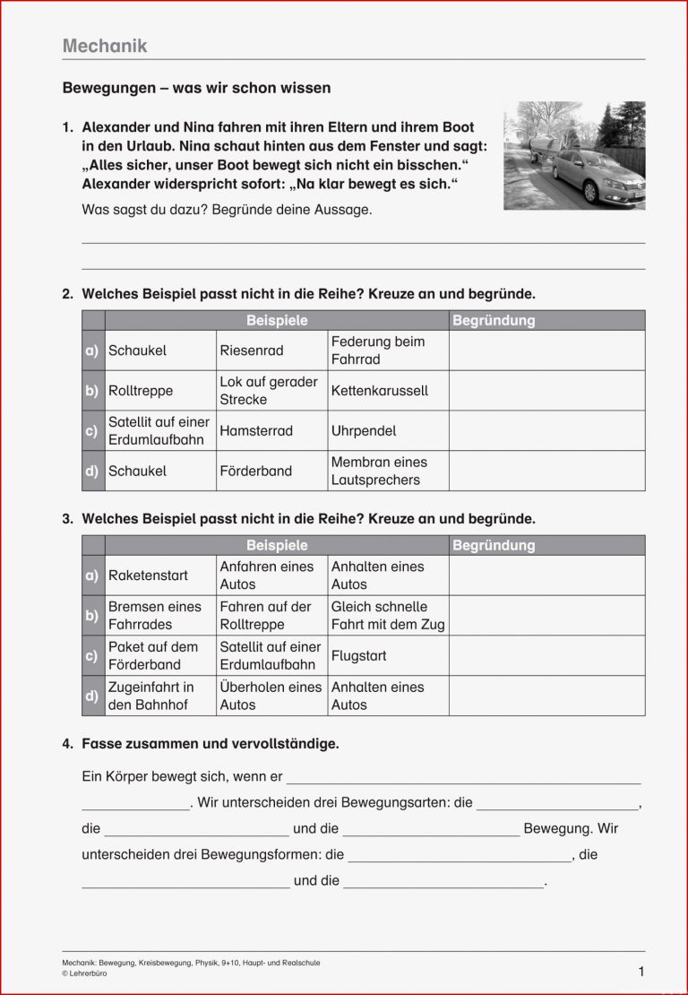 Physik · Arbeitsblätter · Sekundarstufe I · Lehrerbüro