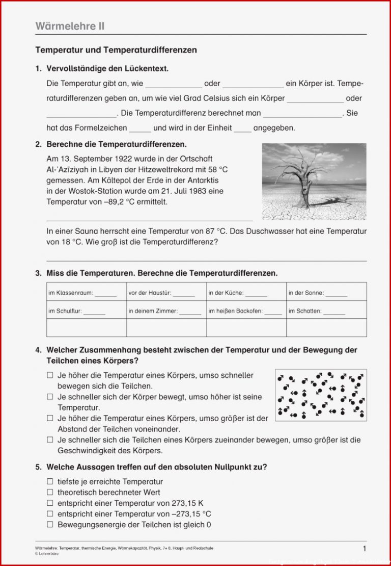 Physik · Arbeitsblätter · Sekundarstufe I · Lehrerbüro