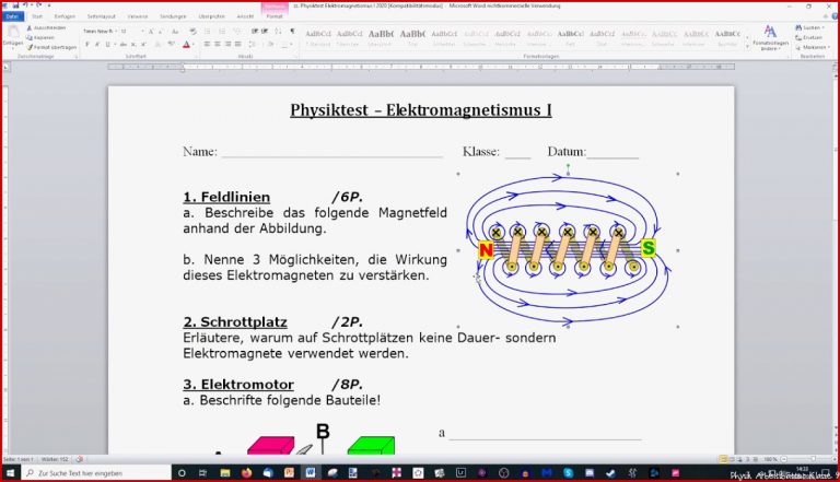 Physik Klasse 9 01 Übungsblatt Elektromagnetismus I