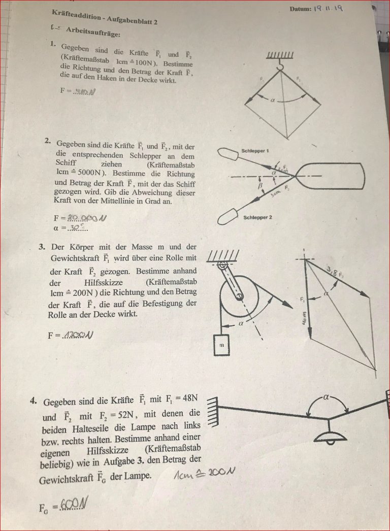 Physik Kräfte h Kraft Kräftezerlegung