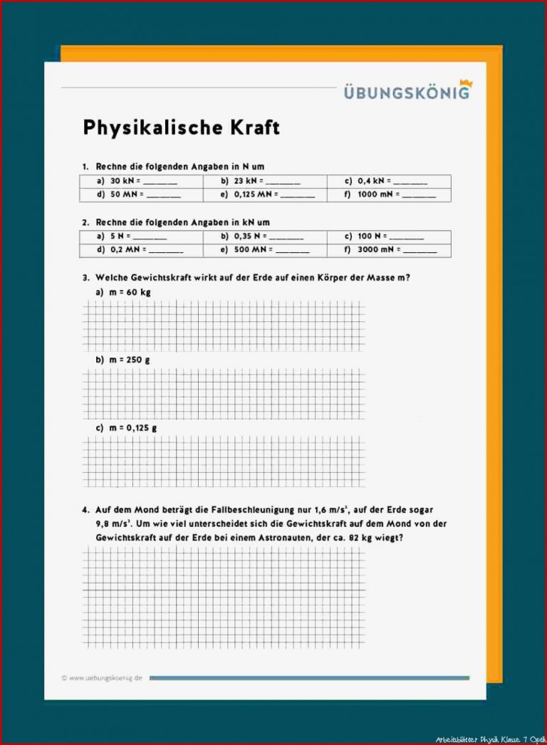 Physikalische Kraft - 7. Klasse