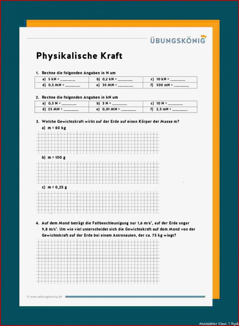 Physikalische Kraft - 7. Klasse