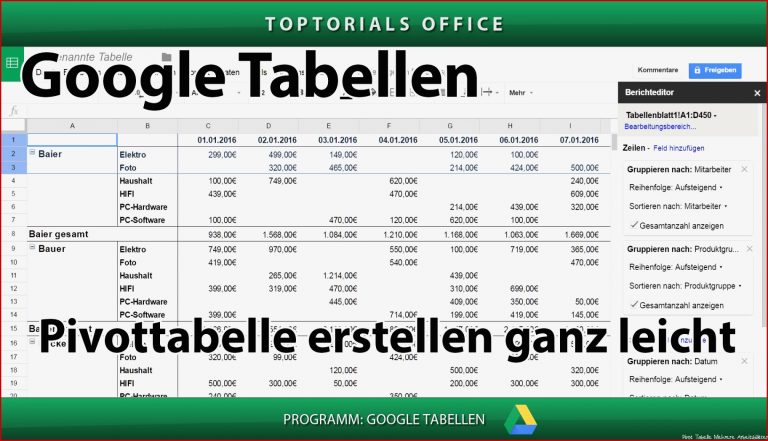 Pivot Tabelle erstellen ganz leicht Google Tabellen