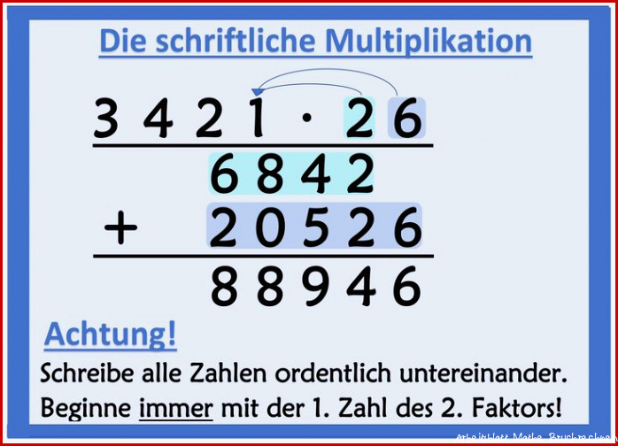 Plakat schriftliche Multiplikation – Unterrichtsmaterial