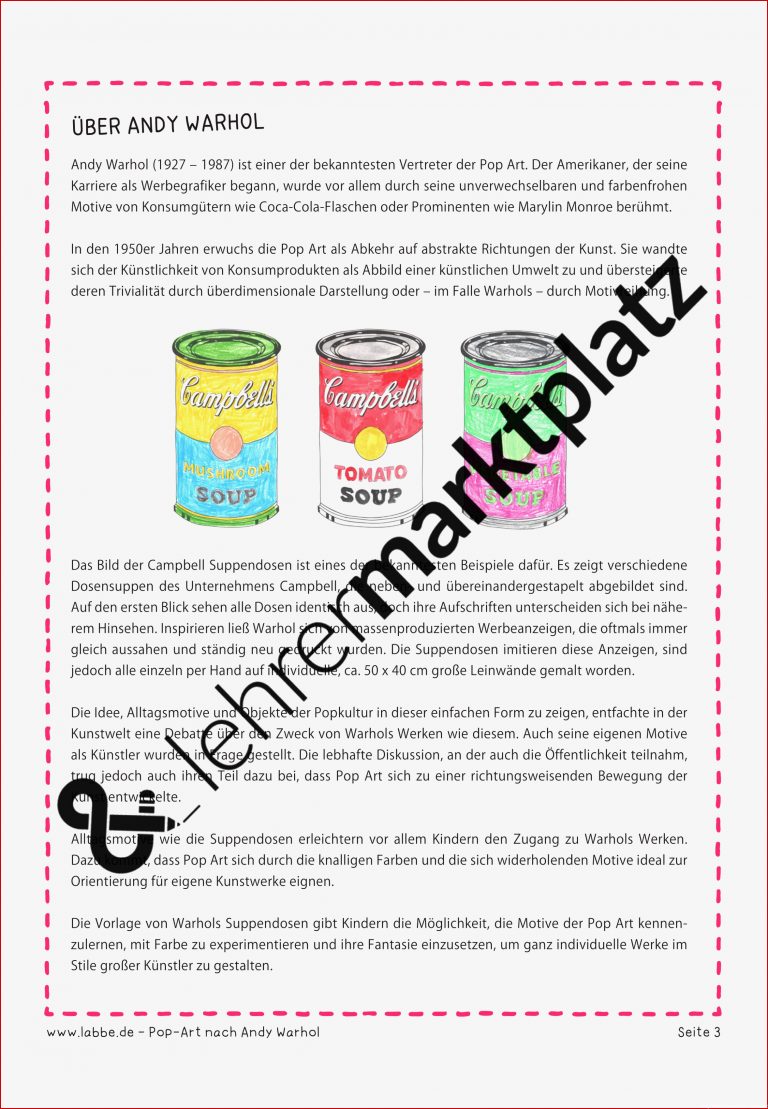 Pop Art Nach andy Warhol – Unterrichtsmaterial In Den