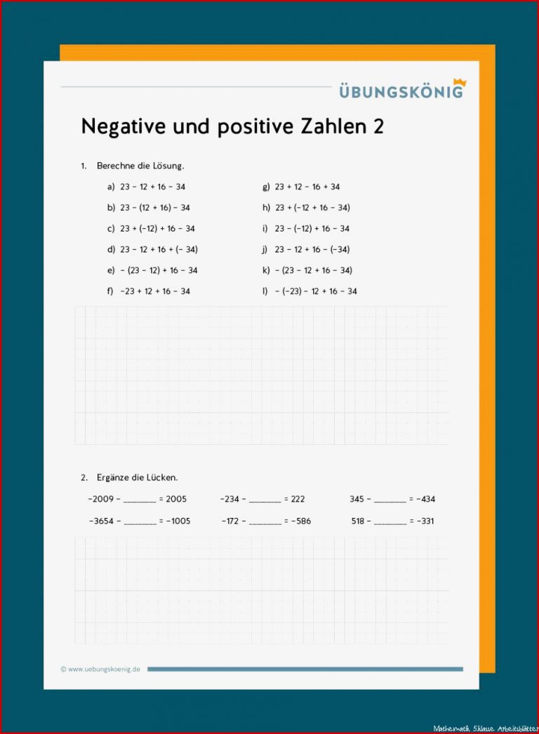 Positive und negative ganze Zahlen