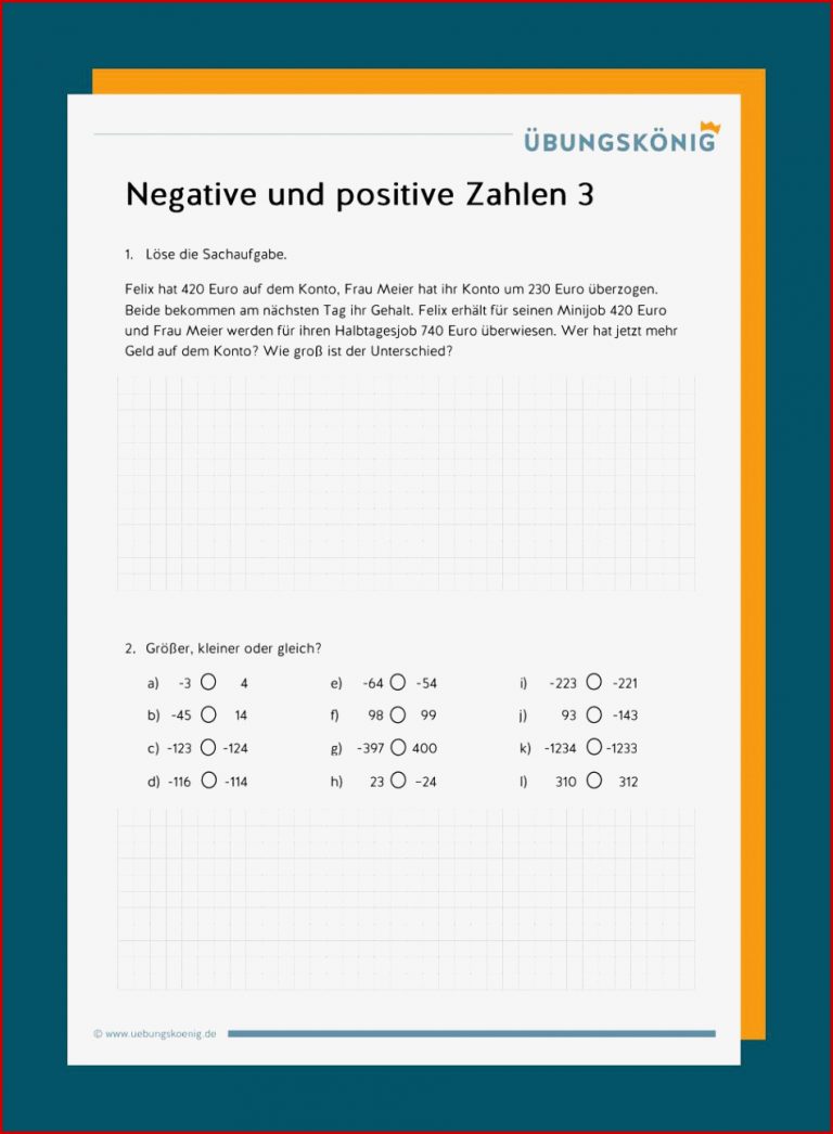 Positive und negative ganze Zahlen