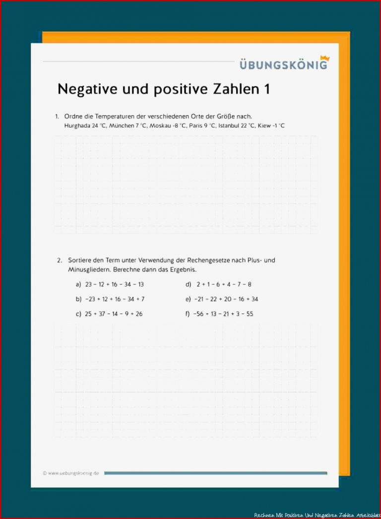 Rechnen Mit Positiven Und Negativen Zahlen Arbeitsblatt: 6 Methoden Sie