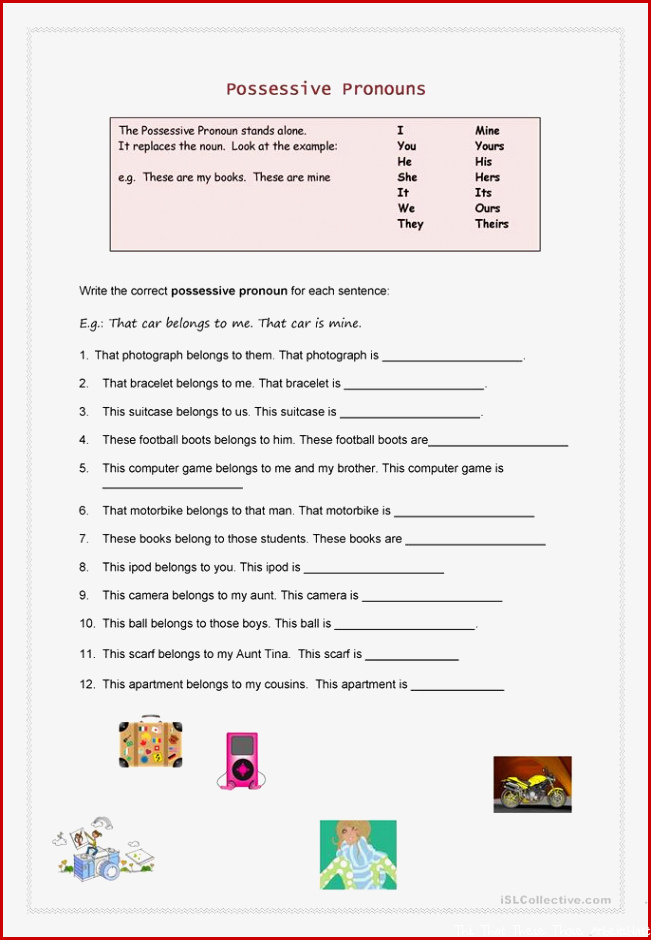 Possessive Pronouns worksheet Free ESL printable