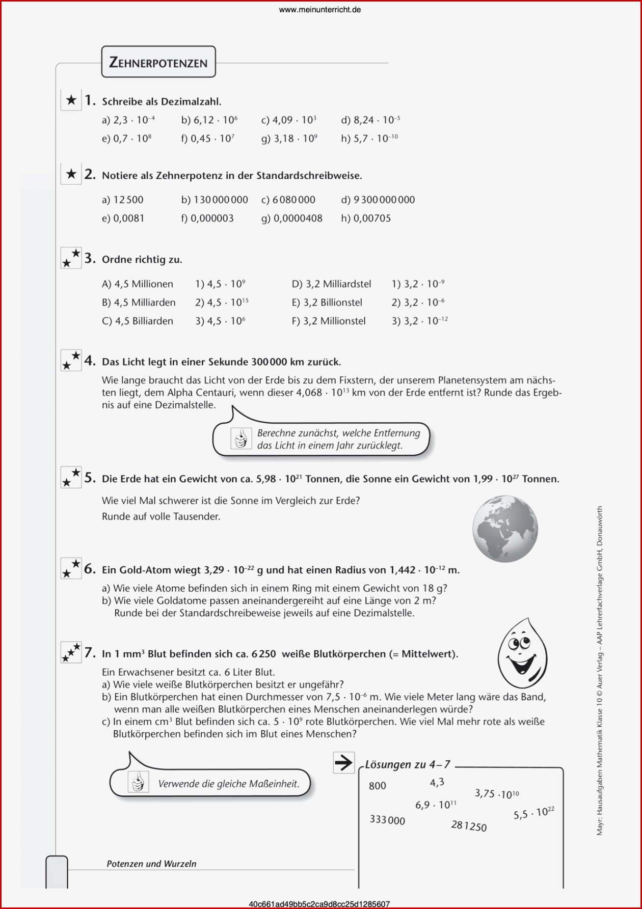 Potenzen Arbeitsblätter Für Mathematik