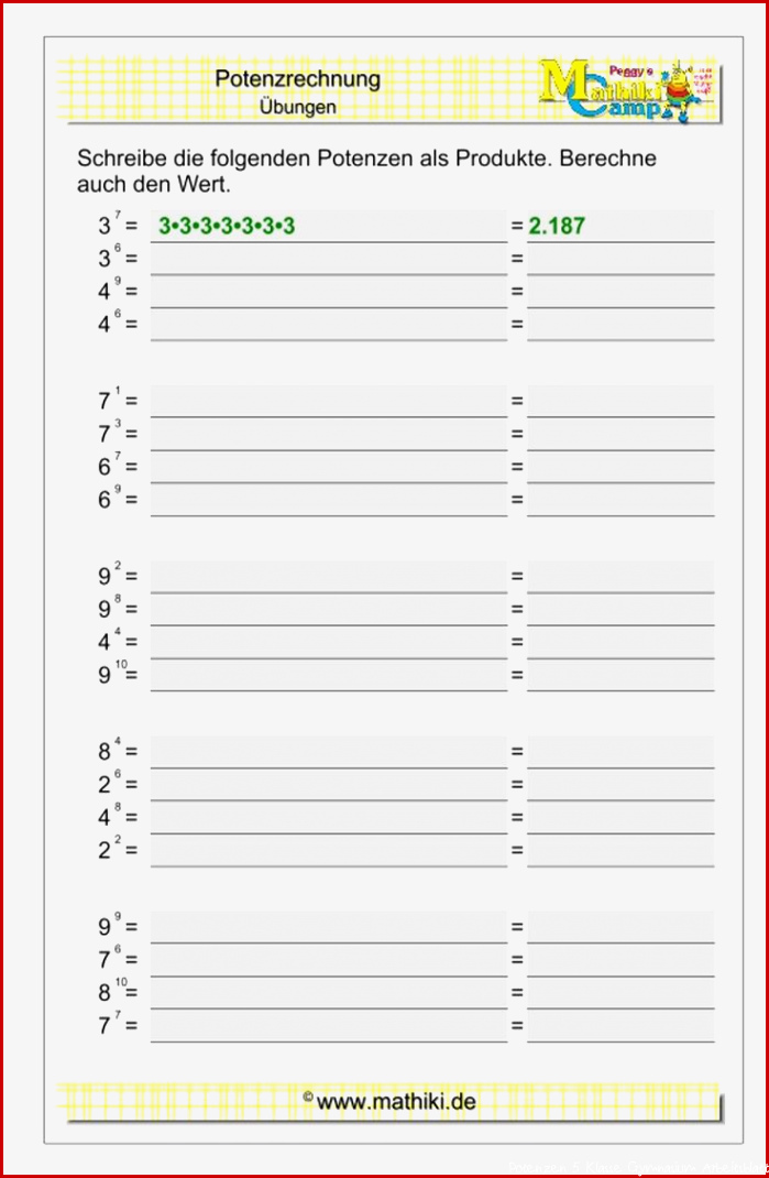 Potenzen umwandeln II Klasse 5 6 mathiki in 2020