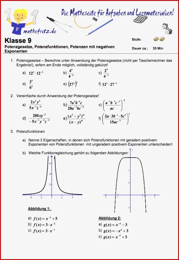 Potenzgesetze Aufgaben Mit Lösungen Matheaufgaben Zu