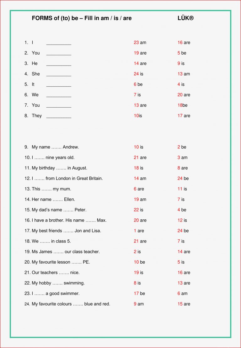 Practice the Simple Present with to be have and has LÜK