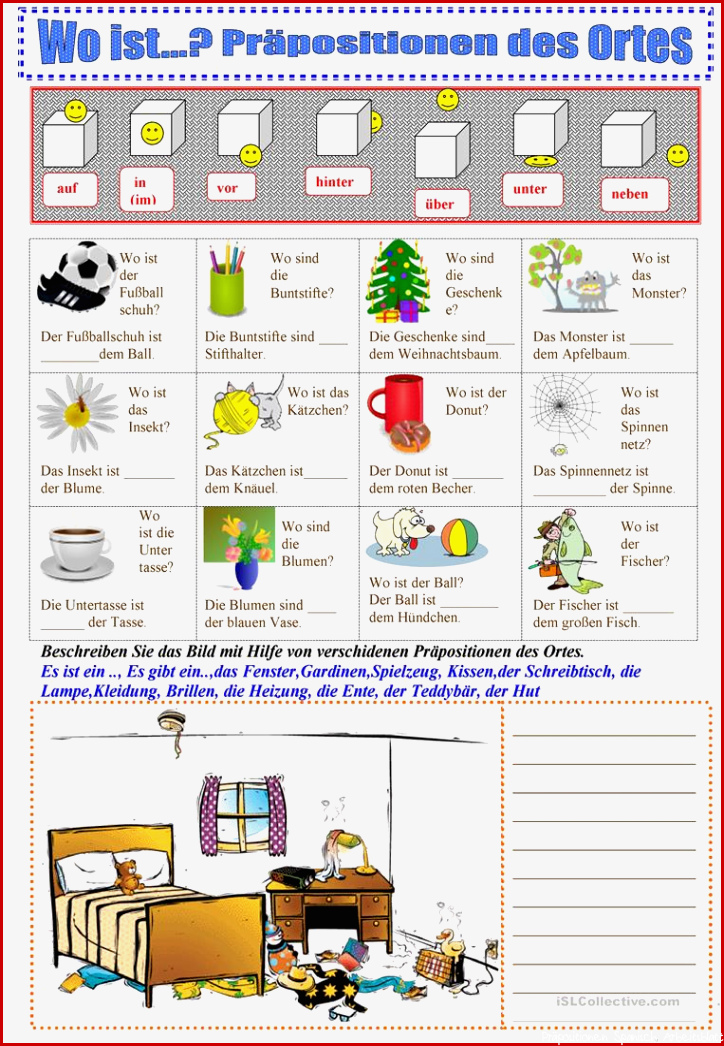 Präpositionen des Ortes Dativ Deutsch Daf Arbeitsblatter