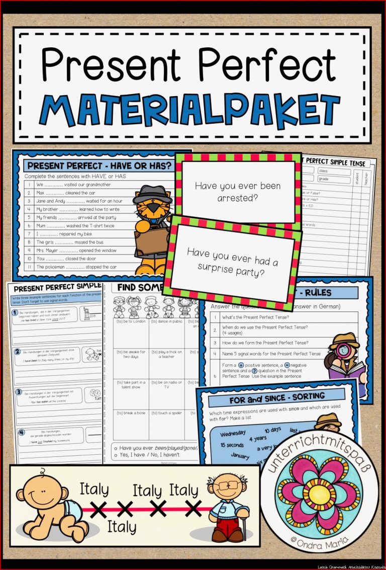 Present Perfect Materialpaket – Unterrichtsmaterial Im