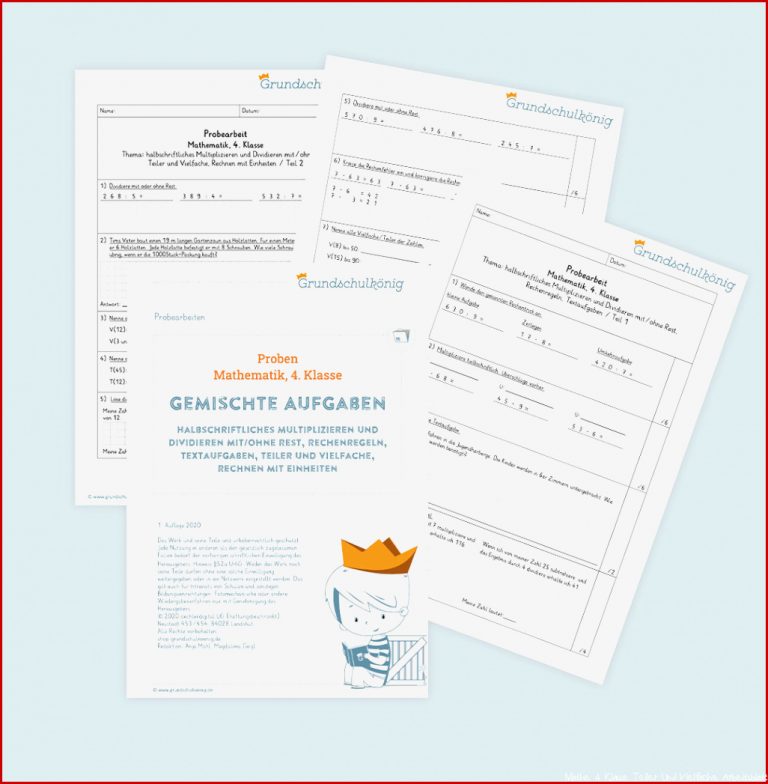 Proben für Mathe 4 Halbschriftliches Multiplizieren und