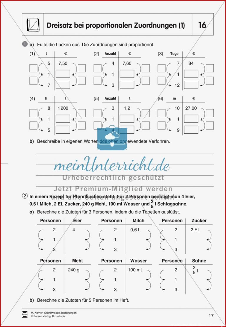 Proportionale Zusammenhänge meinUnterricht