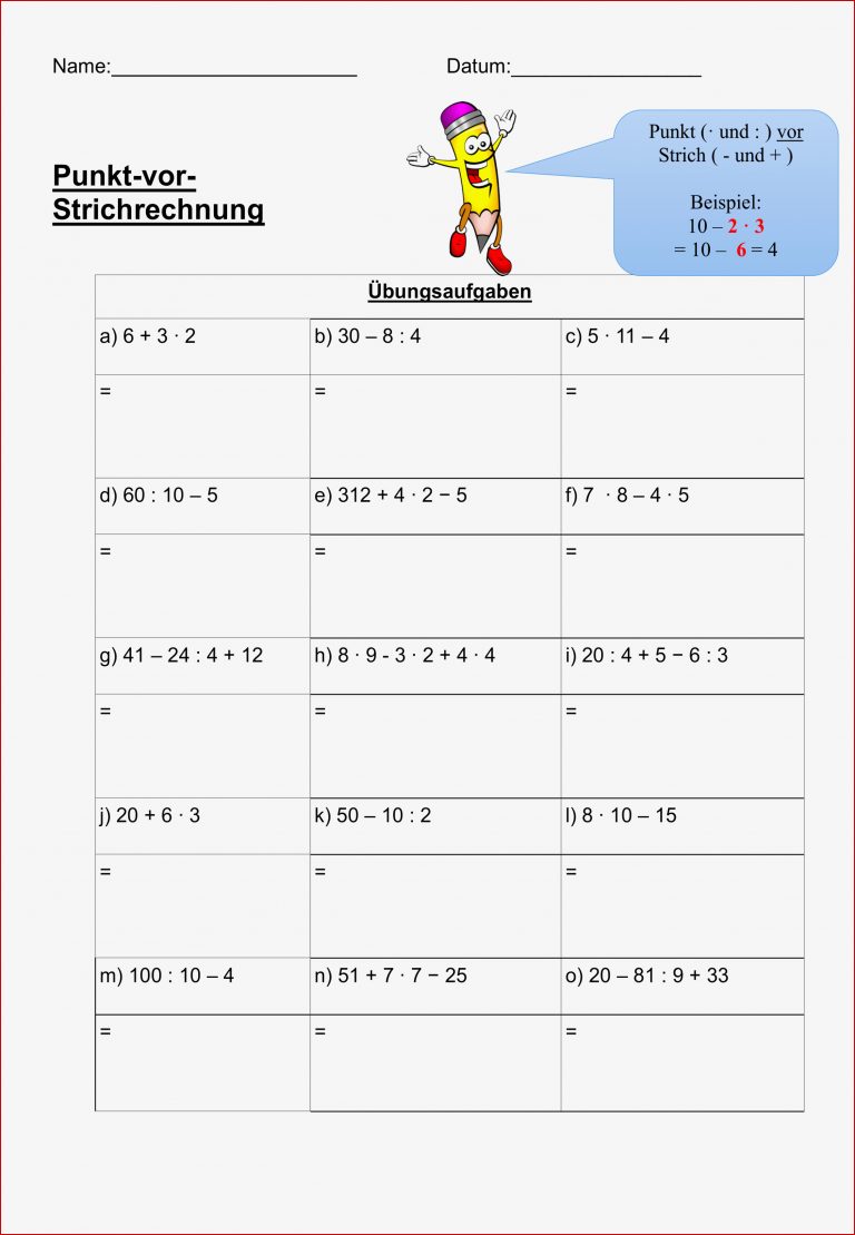 Punkt vor Strich – Unterrichtsmaterial im Fach Mathematik