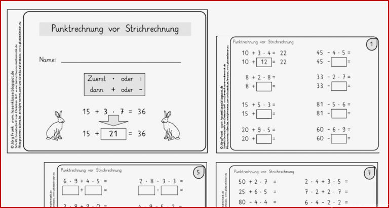 Punkt Vor Strichrechnung Klasse 3 Arbeitsblätter
